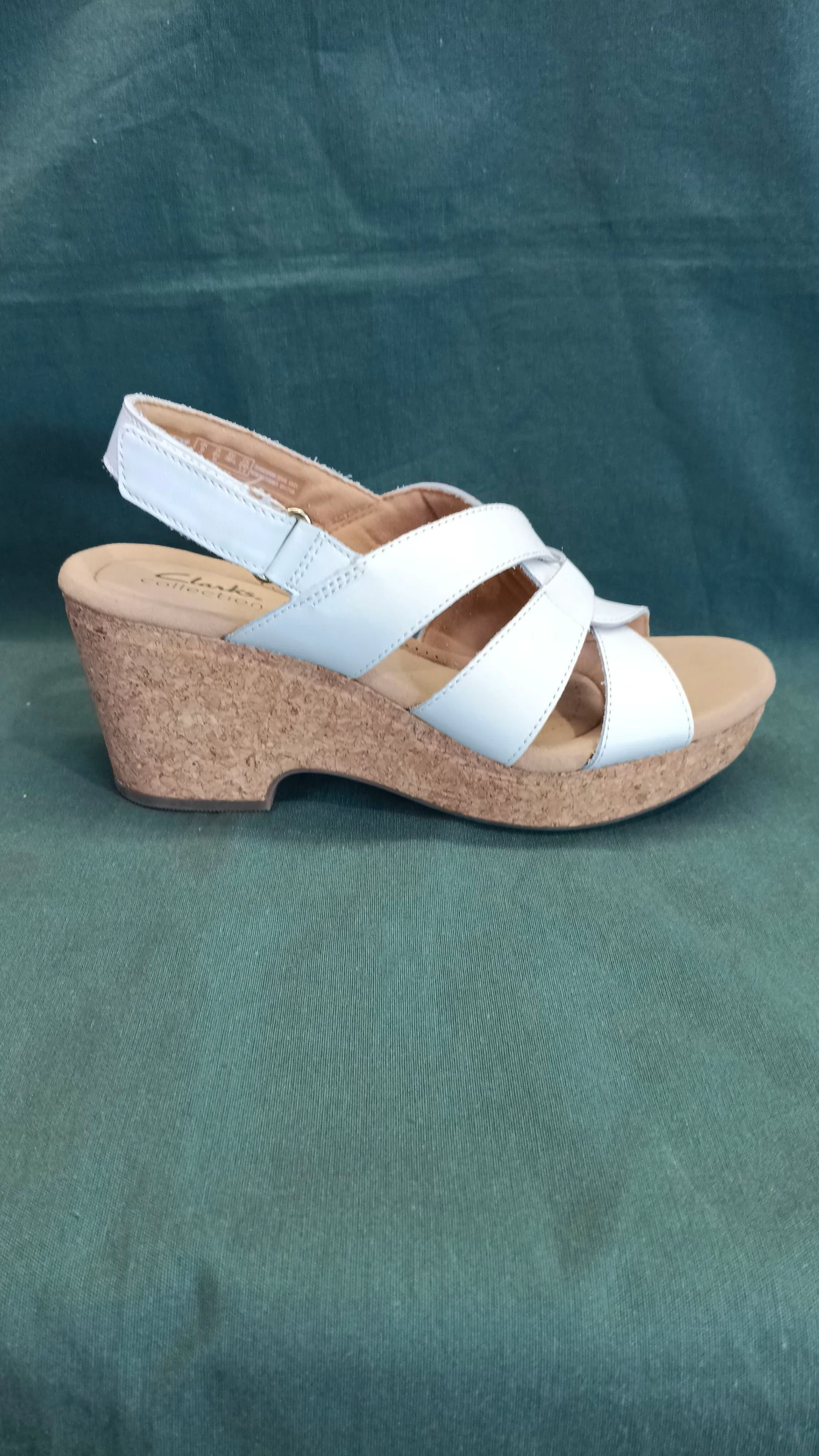 Clarks Giselle Playa Sandales en cuir blanc avec talon en liège Taille 39.5 – photo 2